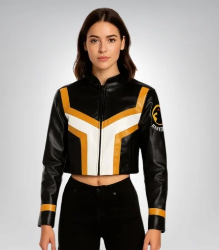 Hawkgirl cosplay jacket 2025 – women’s cropped leather costume