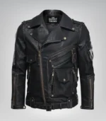 Genuine leather men’s cafe racer jacket – classic motorcycle style