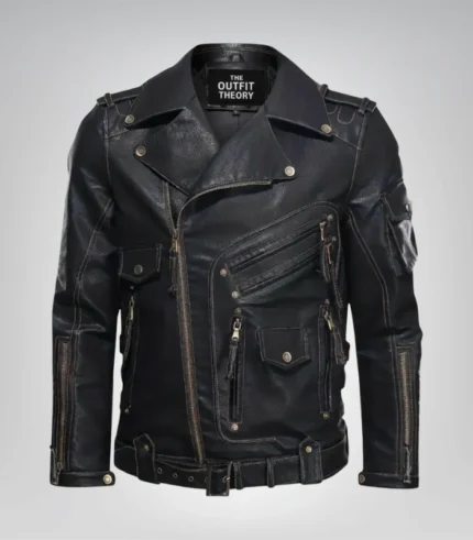 Genuine leather men’s cafe racer jacket – classic motorcycle style