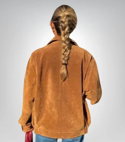 Oversized brown suede jacket – 1990s retro vintage leather coat