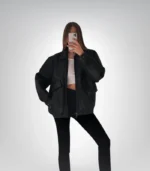 Oversized lambskin bomber jacket – vintage 1980s leather outerwear