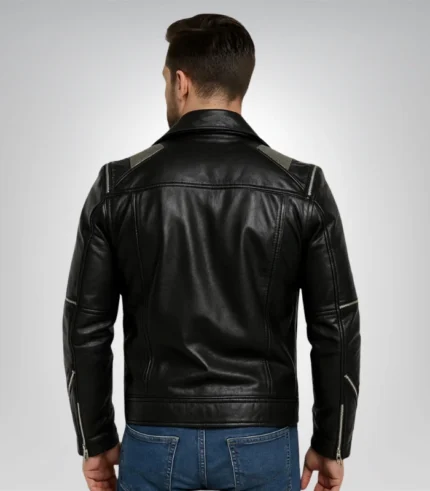 Slim fit black biker jacket – men’s leather motorcycle outerwear