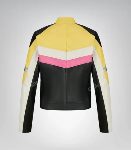Vintage motorcycle leather jacket with retro detailing