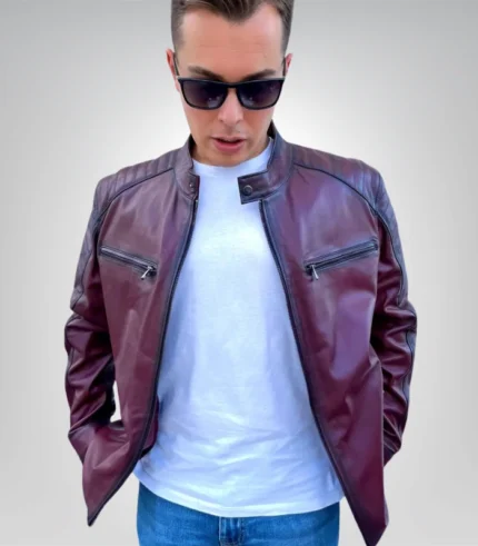 Men’s burgundy leather jacket – premium custom leather design