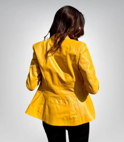Men’s yellow leather sports jacket – premium genuine leather design