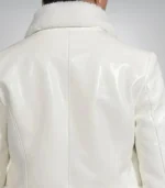 Short white leather coat for women – Italian luxury cashmere-lined jacket