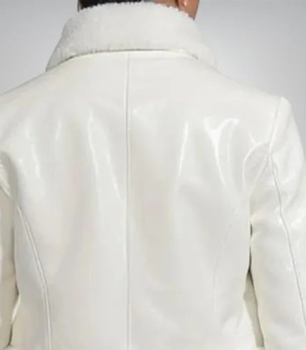 Short white leather coat for women – Italian luxury cashmere-lined jacket