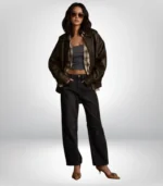 Classic 90s distressed leather jacket – oversized brown boxy outerwear