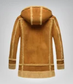 Men's Suede Leather Shearling Bomber Jacket Hooded Winter Coat