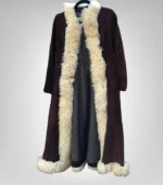 Women’s Dark Brown Sheepskin Suede Coat | Handmade Penny Lane Afghan Style