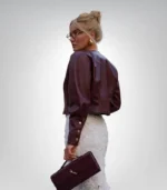 Women’s stylish cropped leather bolero – burgundy short jacket design