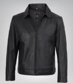 Men’s Genuine Lambskin Leather Jacket – Neville Black Harrington Design