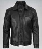 Owen men’s black leather biker jacket – genuine leather with rugged look