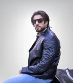 en’s genuine black aniline leather biker jacket – classic motorcycle style