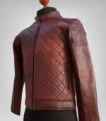 Men’s genuine leather burgundy jacket – vintage motorcycle style