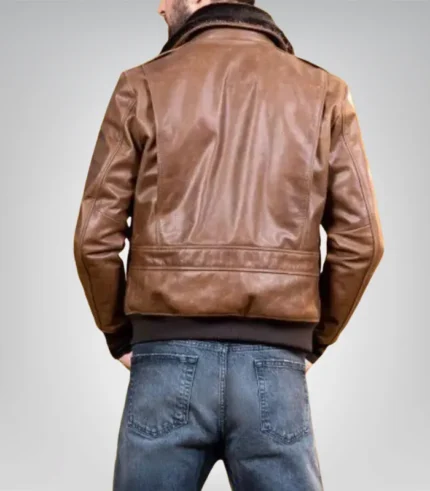 Vintage brown leather pilot jacket for men – G1 bomber military coat