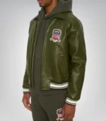 Vintage olive green Avirex bomber jacket for men – genuine leather coat