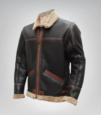 Real sheepskin leather Airforce B3 bomber – men’s winter aviator coat