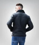 Men’s classic B3 shearling flight jacket – black leather winter coat