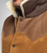 Men’s Western Shearling Vest in Tobacco Brown – Suede Leather Gilet - Image 3