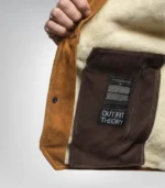 Men’s Western Shearling Vest in Tobacco Brown – Suede Leather Gilet - Image 5