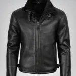 Men’s B3 Black Shearling Leather Bomber Jacket – Classic Aviator Style