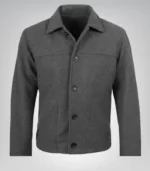 Classic men’s gray wool-blend jacket with button closure and smart fit