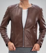 Simple and elegant lambskin leather jacket for women – daily casual wear
