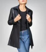 Classic women’s 3/4 leather car coat – perfect for elegant winter fashion