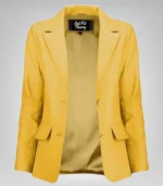 Women’s elegant yellow lambskin blazer – timeless and premium leather design