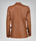 Women’s elegant cognac lambskin blazer – timeless and premium leather design