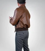 Classic men’s brown leather jacket – timeless bomber pilot design