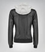 Women’s Genuine Black Lambskin Hooded Leather Jacket – Casual Comfort
