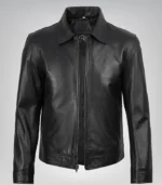 Men's Black Harrington Leather Jacket Real Leather, Classic Mike Style - Image 3