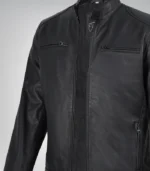 Men’s Matte Black Biker Jacket 100% Real Leather, Café Racer Style - Image 3