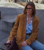 Premium women’s brown suede leather blazer – 80s western style