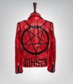 Rebel style leather jacket – black and red spiked biker fashion