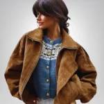 Vintage brown suede bomber jacket – handmade oversized leather jacket