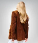 Classic suede blazer for women – brown western sheepskin design