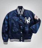 Vintage 90s Yankees bomber jacket – blue satin varsity outerwear