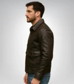 Men’s distressed leather bomber jacket – classic biker fashion