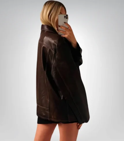 Retro 1980s Genuine Leather Jacket | Classic Brown Oversized Fit