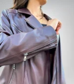 Women’s premium burgundy bomber jacket – genuine leather coat