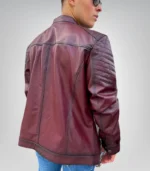 Custom burgundy leather jacket – men’s genuine leather coat