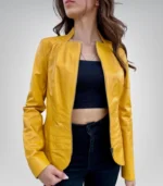 Bright yellow leather jacket – sporty genuine leather style