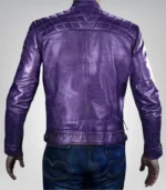 Slim fit purple leather jacket – diamond pattern moto style