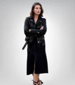 Trendy women’s black leather blazer coat – short street fashion