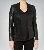 Women’s Black Leather Blazer Coat Short Street Style Jacket