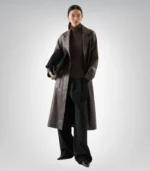 Women’s premium leather trench coat – long elegant design