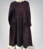 Women’s Dark Brown Sheepskin Suede Coat | Handmade Penny Lane Afghan Style